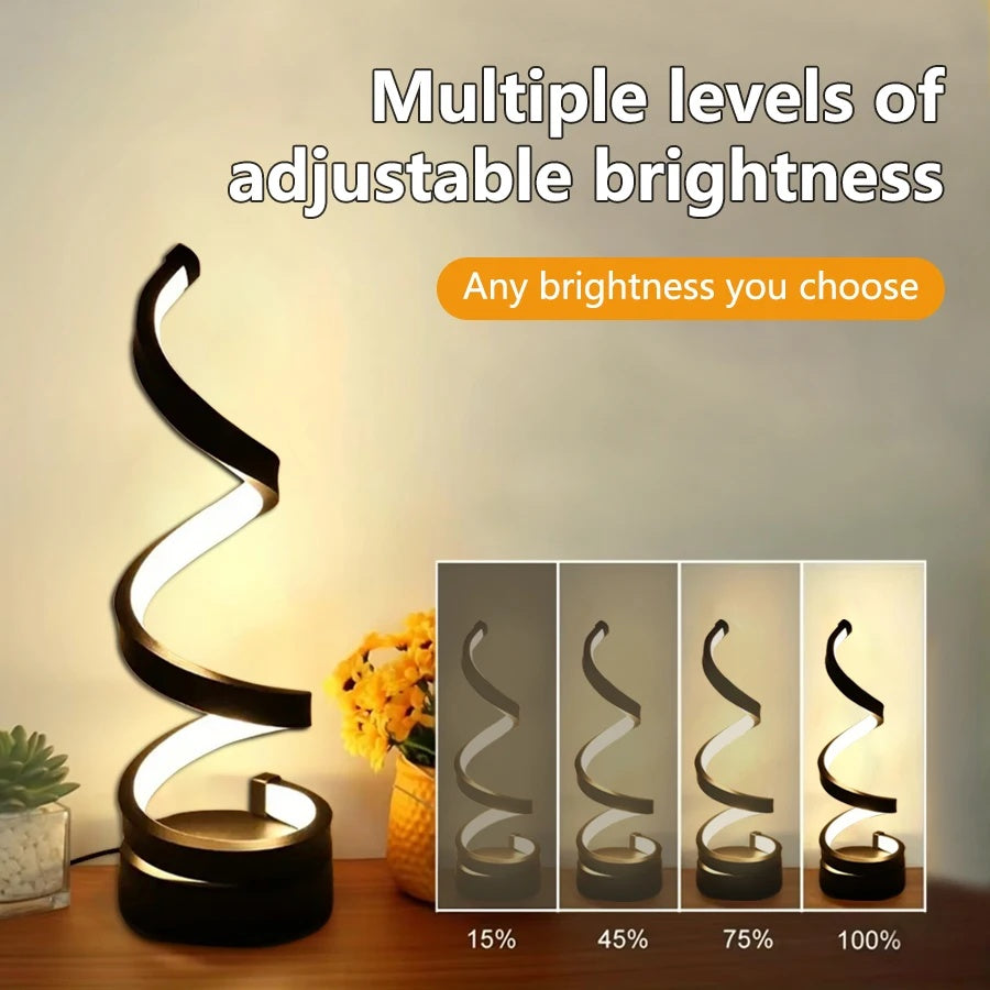 USB Spiral LED Night Light – 3 Colors Dimmable