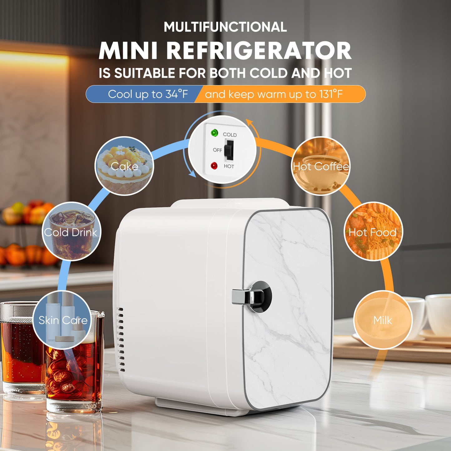 Mini Refrigerator 4L (6 Cans) – Portable Compact Skincare, Food & Beverage Fridge (Cool/Warm)