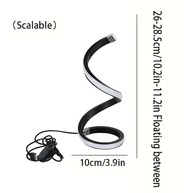 USB Spiral LED Night Light – 3 Colors Dimmable