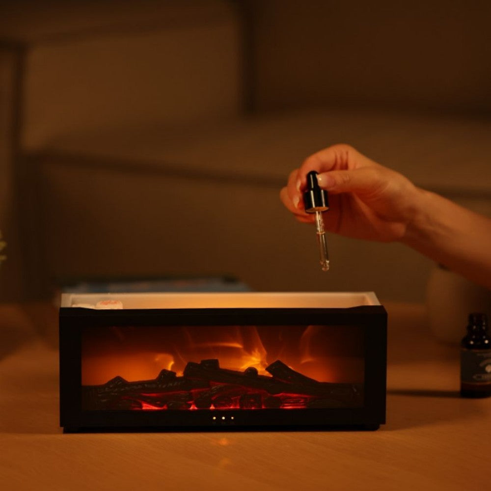 Fireplace Simulation Flame Aromatherapy Machine – 150ml Ultrasonic Humidifier with Remote Control