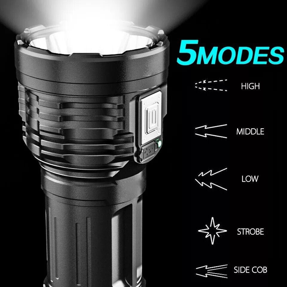 Super Bright LED Torch Light – 30W USB Rechargeable 1500mAh Mini Flashlight for Outdoor & Emergency Use