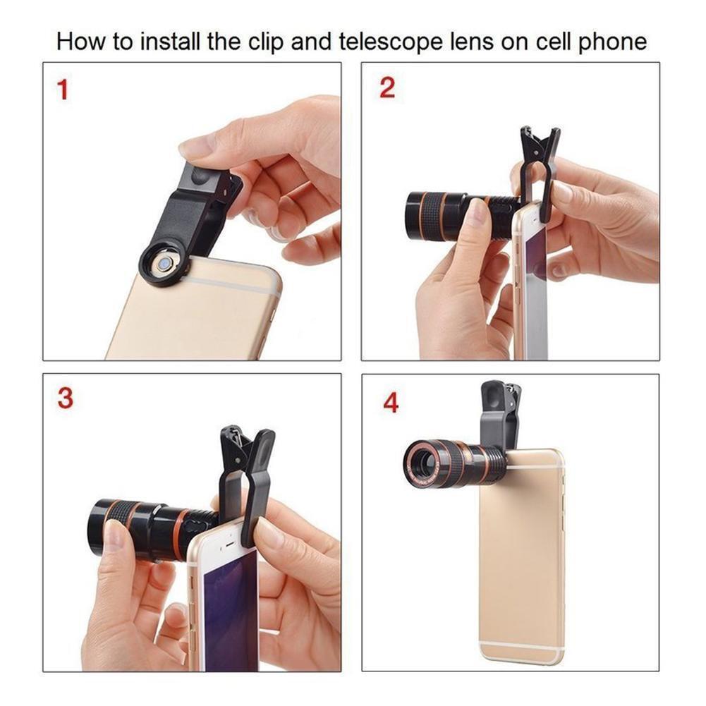 HD 8X Clip-On Optical Zoom Lens for Mobile Phones – Universal Telephoto Camera Attachment