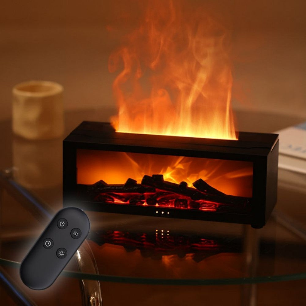 Fireplace Simulation Flame Aromatherapy Machine – 150ml Ultrasonic Humidifier with Remote Control