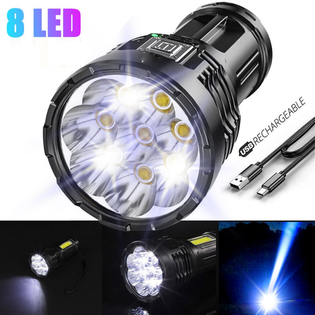 Super Bright LED Torch Light – 30W USB Rechargeable 1500mAh Mini Flashlight for Outdoor & Emergency Use