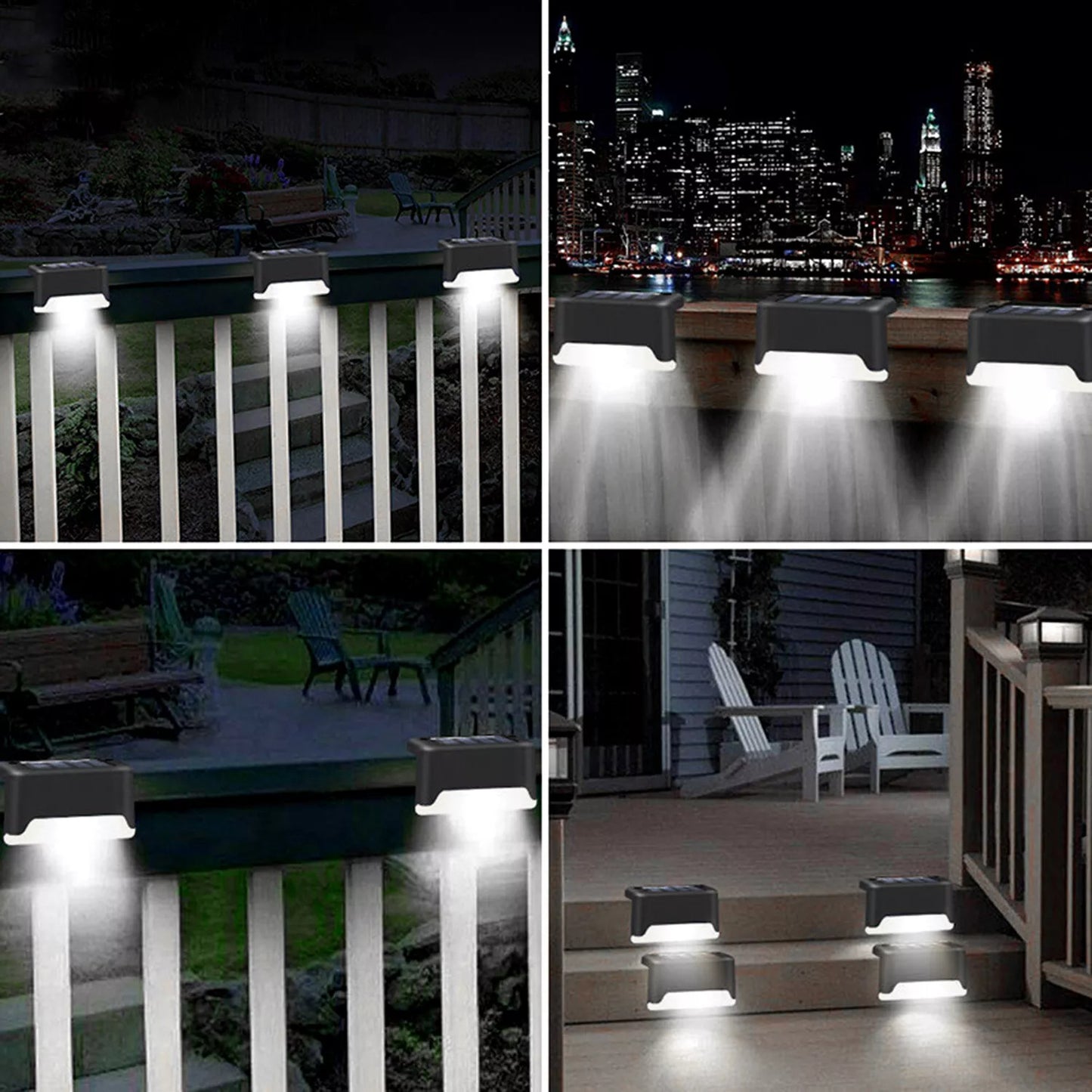 4-Pack Solar LED Deck Lights – Weatherproof Outdoor Step & Pathway Lighting