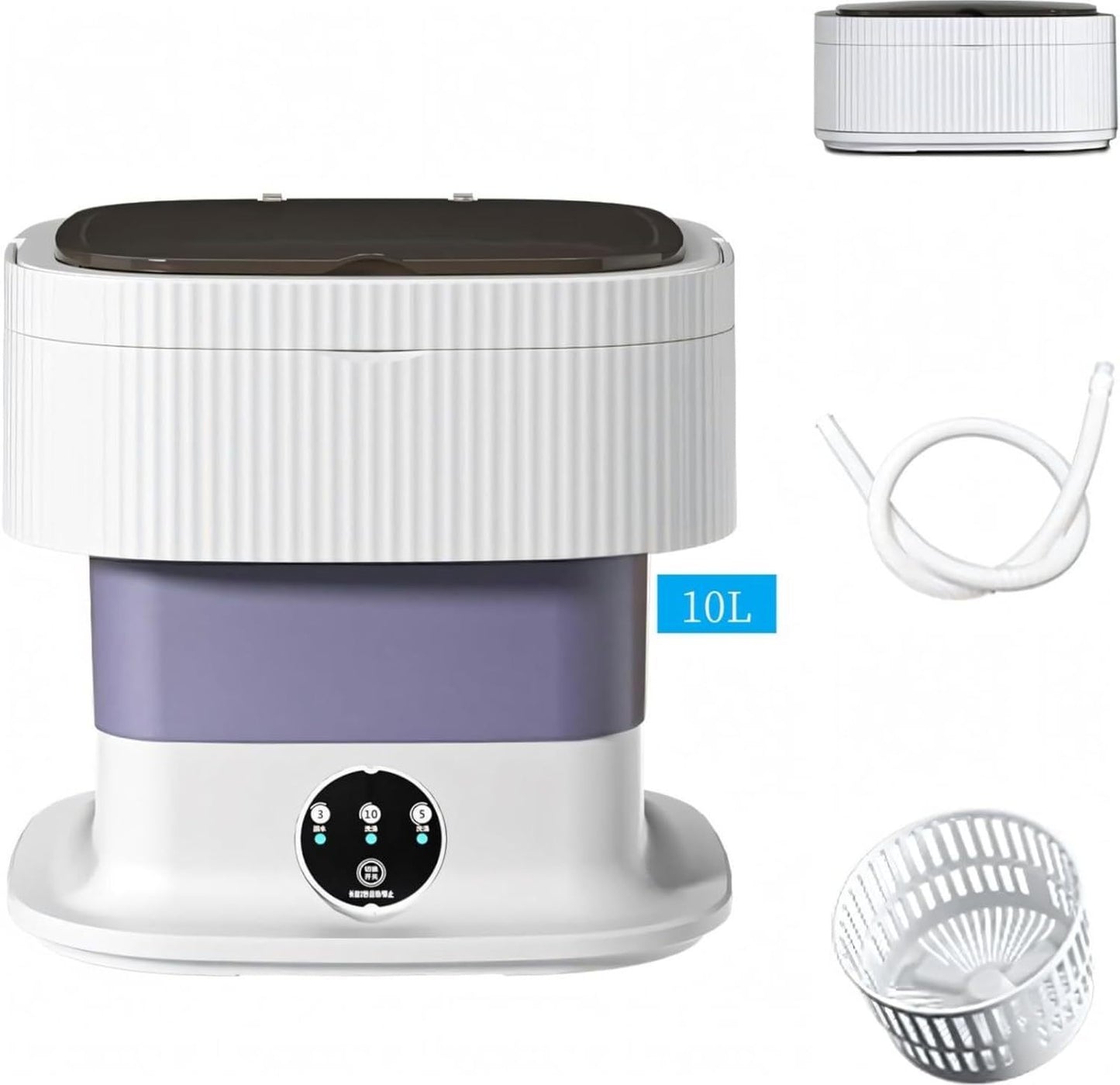 Portable 10L Foldable Washing Machine – Compact 3-Mode Washer for Travel & Small Spaces