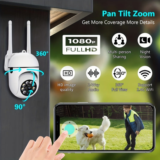 White Little Bee Pan Tilt Zoom WiFi Camera – 1080P HD, Night Vision, 2-Way Audio