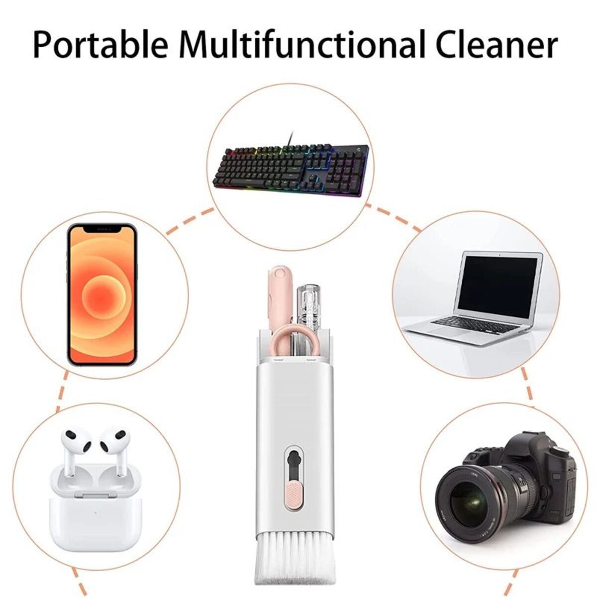 7-in-1 Multifunctional Cleaning Brush Kit – Keyboard, Headset & Electronics Cleaner