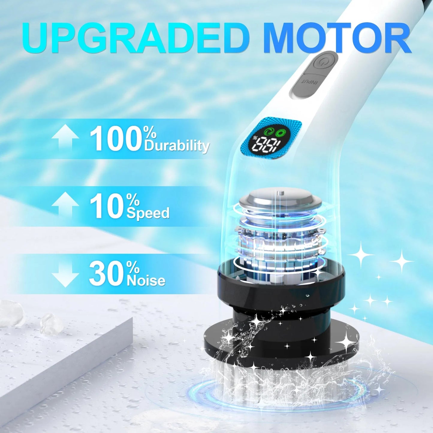 Electric Spin Scrubber – 7-in-1 Cordless Cleaning Brush with Long Handle & LED Screen, 400RPM Fast Charging