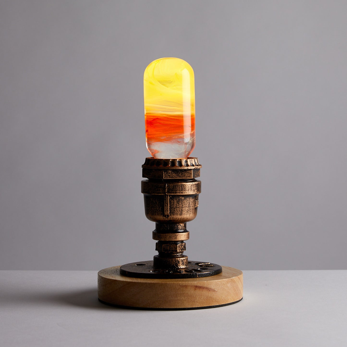 EP Light Flame LED Bulb Table Lamp – Handcrafted Wooden Base Ambient Light