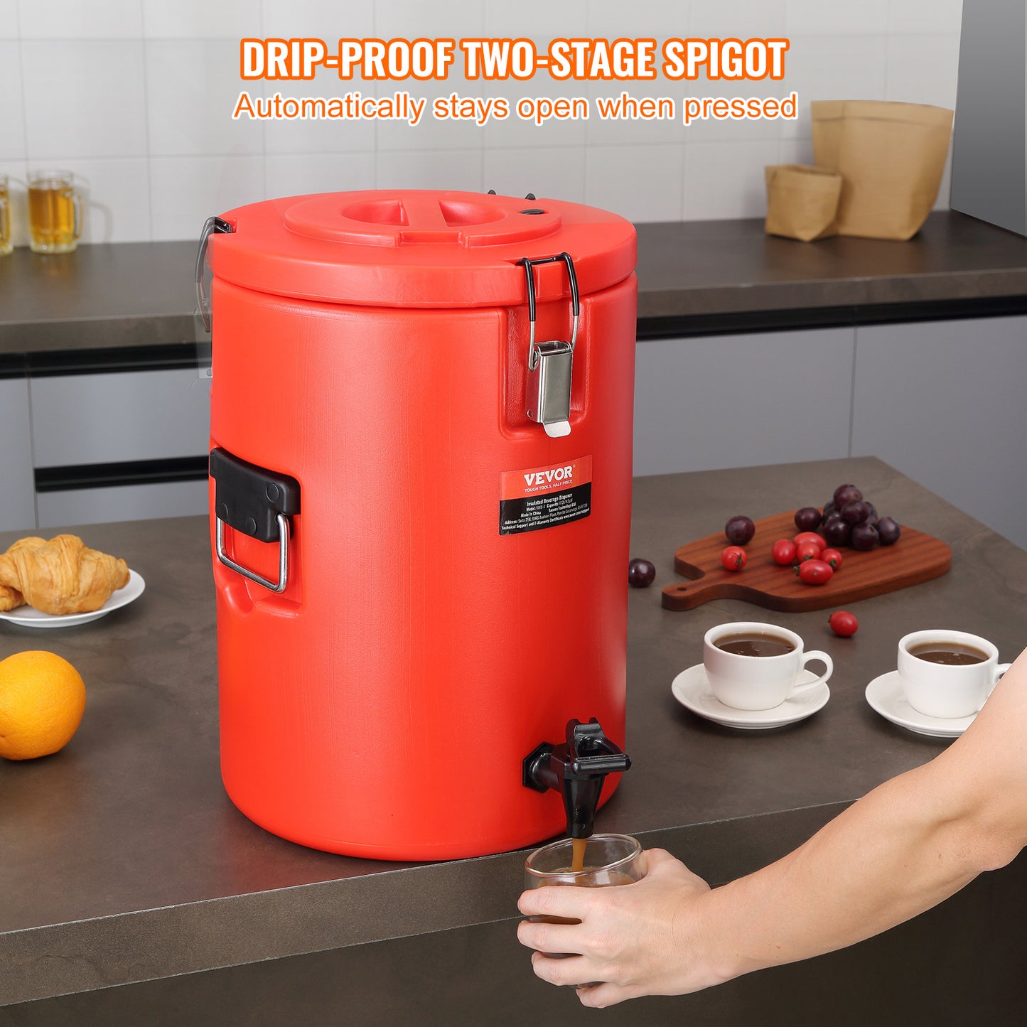 VEVOR Stainless Steel Insulated Beverage Dispenser – 4.5 Gallon (17.2L)