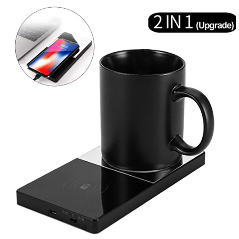 2-in-1 Smart Mug Warmer & Wireless Charger – Keep Your Drink Hot & Your Phone Charged