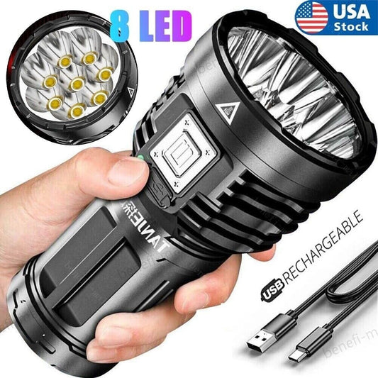 Super Bright LED Torch Light – 30W USB Rechargeable 1500mAh Mini Flashlight for Outdoor & Emergency Use