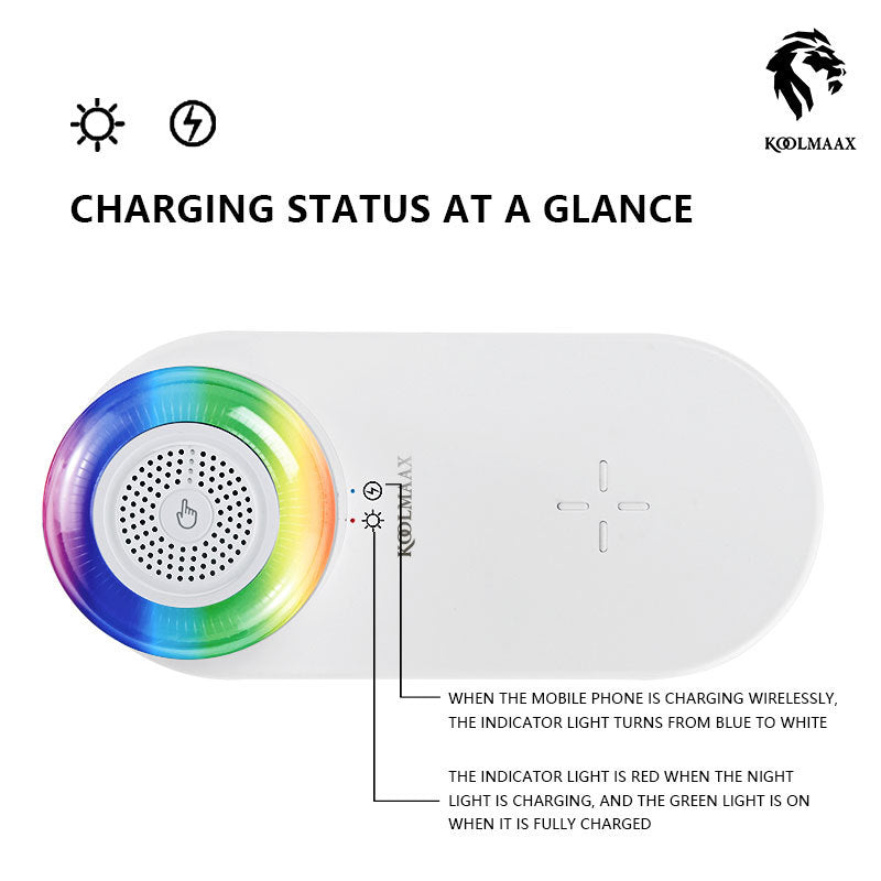 Koolmaax™ 3-in-1 Night Light Charger – Fast Wireless Charging + Bedside Lamp