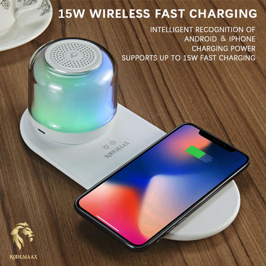 Koolmaax™ 3-in-1 Night Light Charger – Fast Wireless Charging + Bedside Lamp