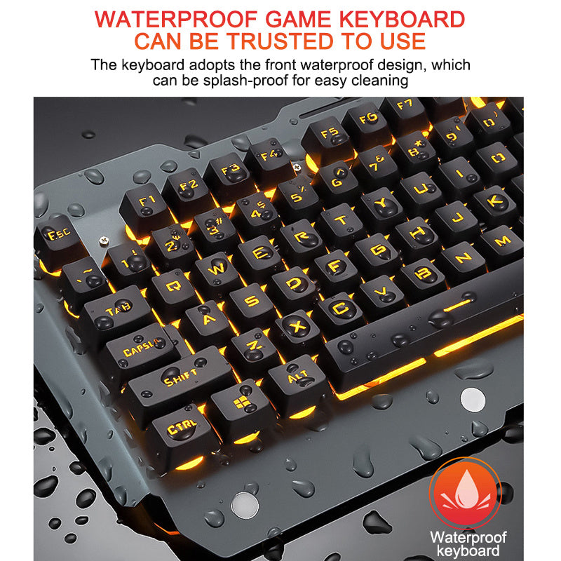 Ergonomic RGB Gaming Keyboard with Phone Holder – Wired Backlit Keyboard for PC & Laptop