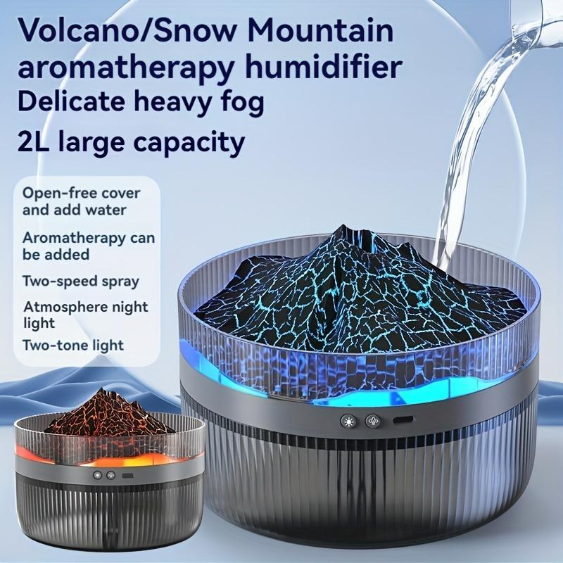 2-Color LED Volcano Flame Humidifier & Aromatherapy Diffuser – 2L Large Capacity, Quiet Operation