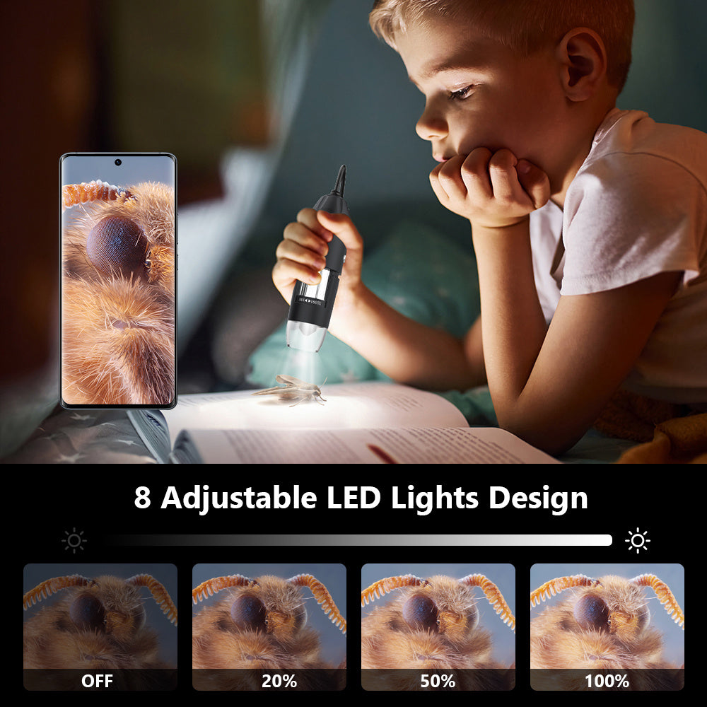 1600X 3-in-1 Digital Microscope Camera – USB/Type-C, LED, Portable