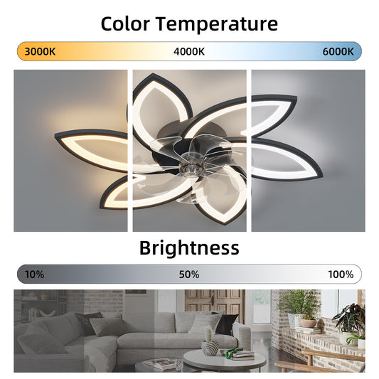 30.7" Modern Acrylic Ceiling Fan with Lights & Remote – 3 Colors, 6 Speeds