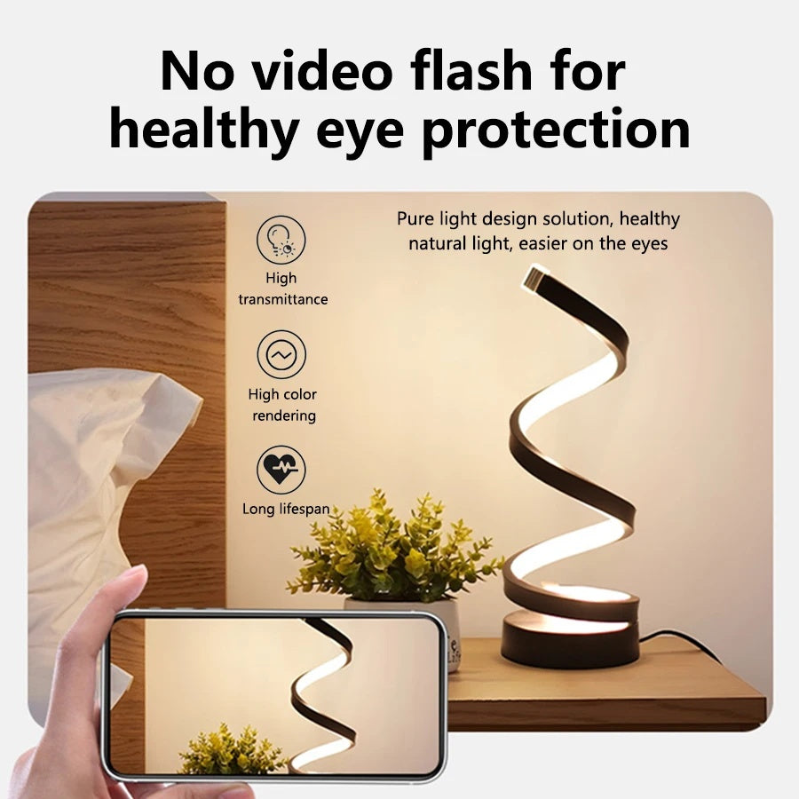 USB Spiral LED Night Light – 3 Colors Dimmable