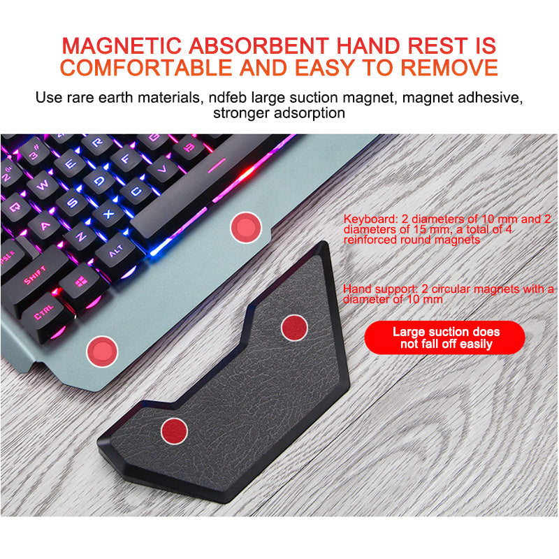 Ergonomic RGB Gaming Keyboard with Phone Holder – Wired Backlit Keyboard for PC & Laptop