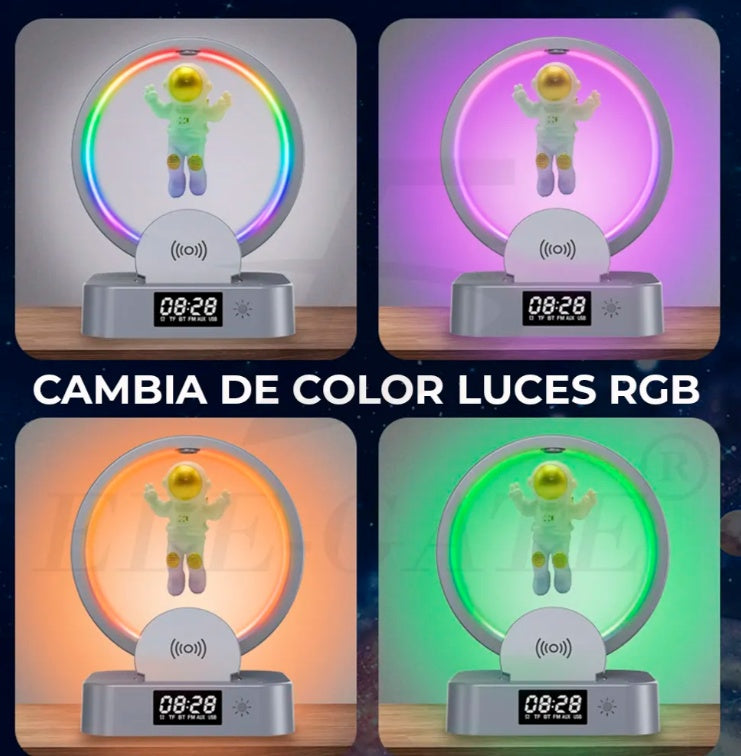 Bluetooth Speaker Alarm Clock with RGB Light, Stand & 15W Wireless Charger