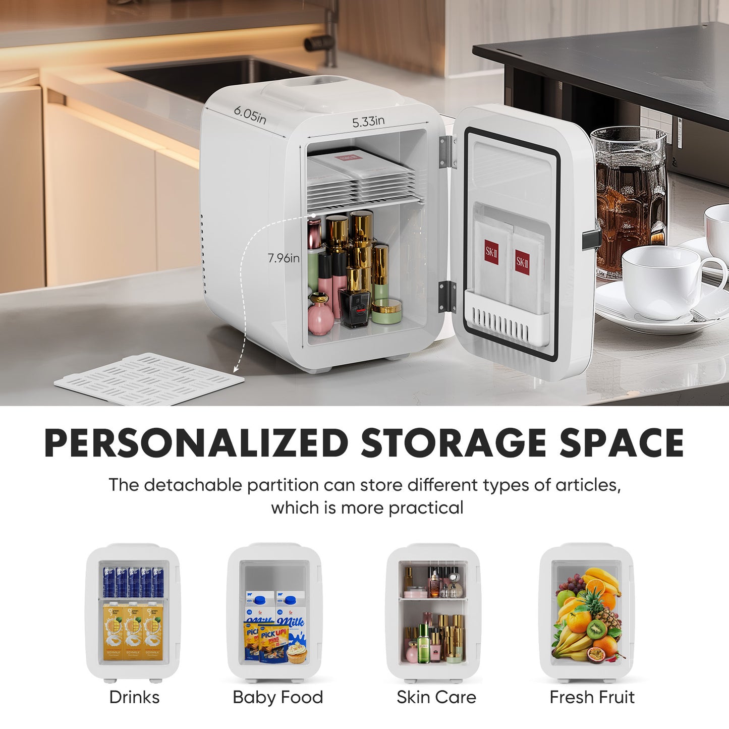 Mini Refrigerator 4L (6 Cans) – Portable Compact Skincare, Food & Beverage Fridge (Cool/Warm)