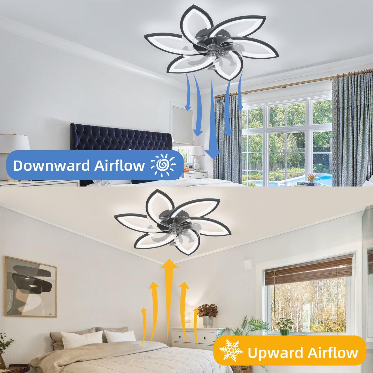30.7" Modern Acrylic Ceiling Fan with Lights & Remote – 3 Colors, 6 Speeds