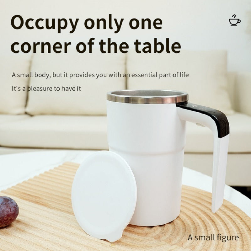 Automatic Self-Stirring Coffee Cup – Stainless Steel, LED Temperature Display, with Lid