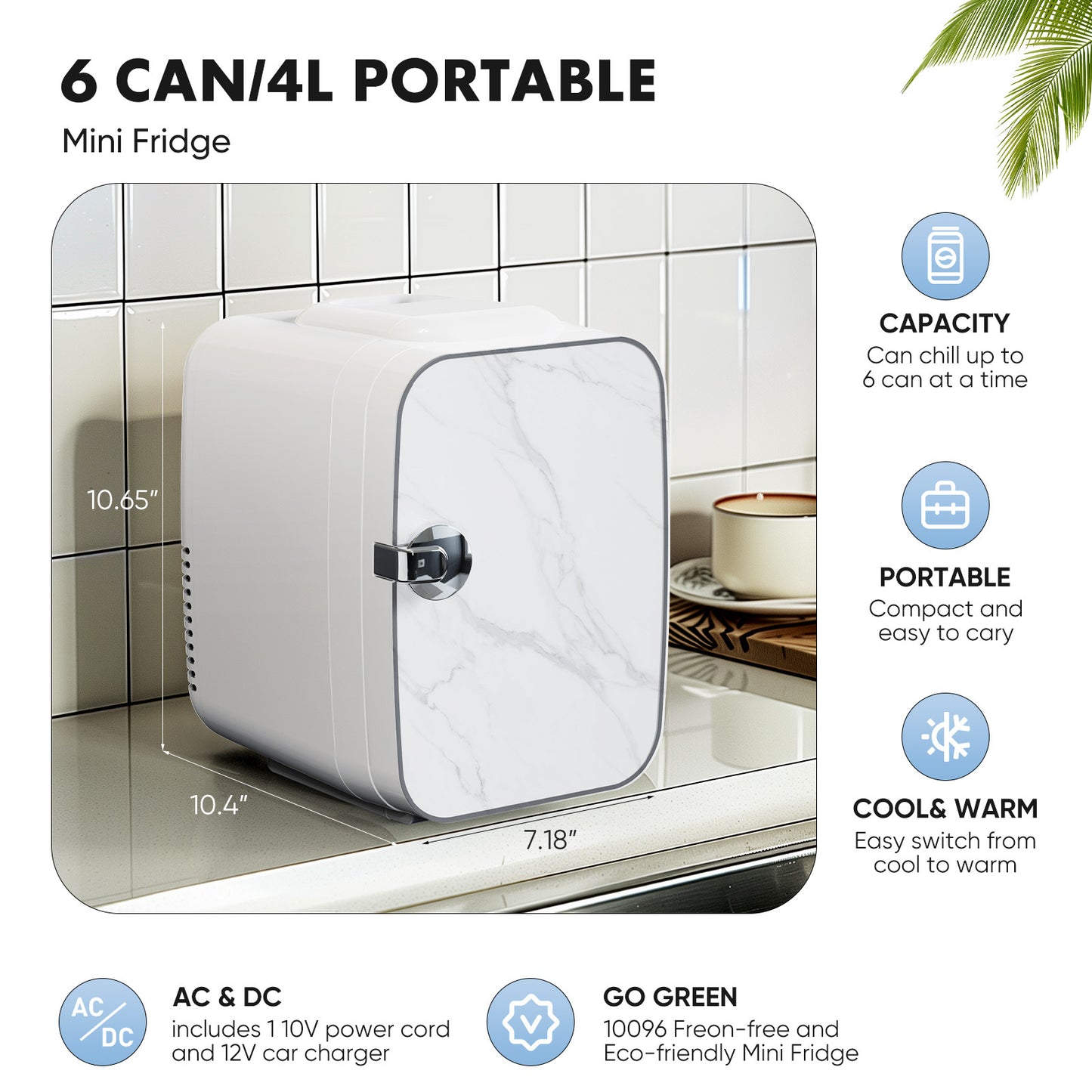 Mini Refrigerator 4L (6 Cans) – Portable Compact Skincare, Food & Beverage Fridge (Cool/Warm)