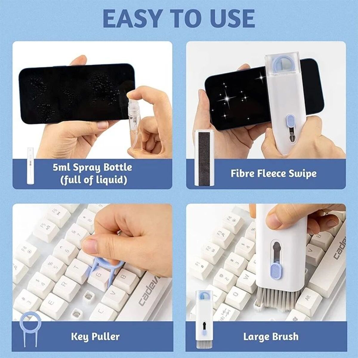 7-in-1 Multifunctional Cleaning Brush Kit – Keyboard, Headset & Electronics Cleaner