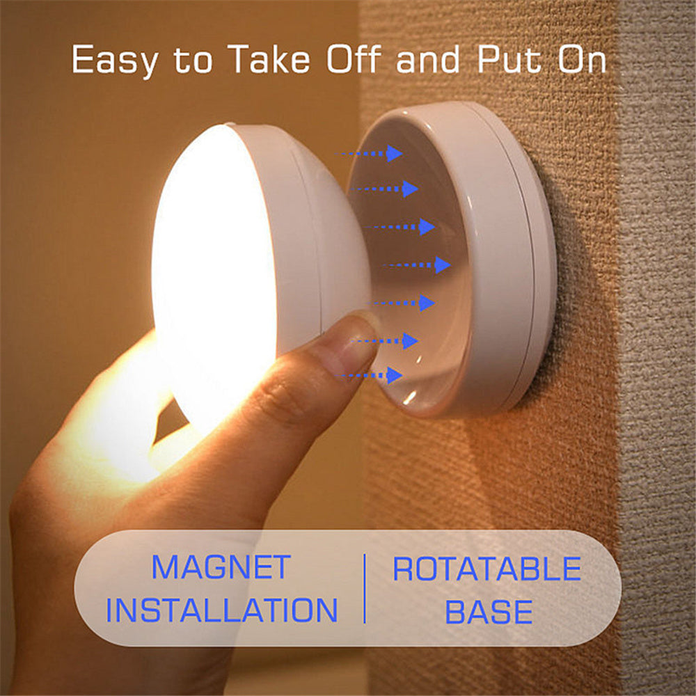 Motion Sensor LED Night Light – USB Rechargeable 360° Rotatable Wall Lamp
