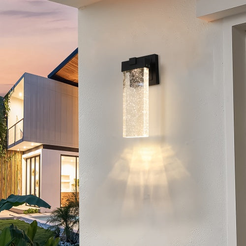 Outdoor Waterproof LED Crystal Wall Light – 2 Pack Modern Weatherproof Sconces