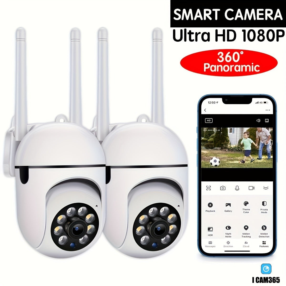 White Little Bee Pan Tilt Zoom WiFi Camera – 1080P HD, Night Vision, 2-Way Audio
