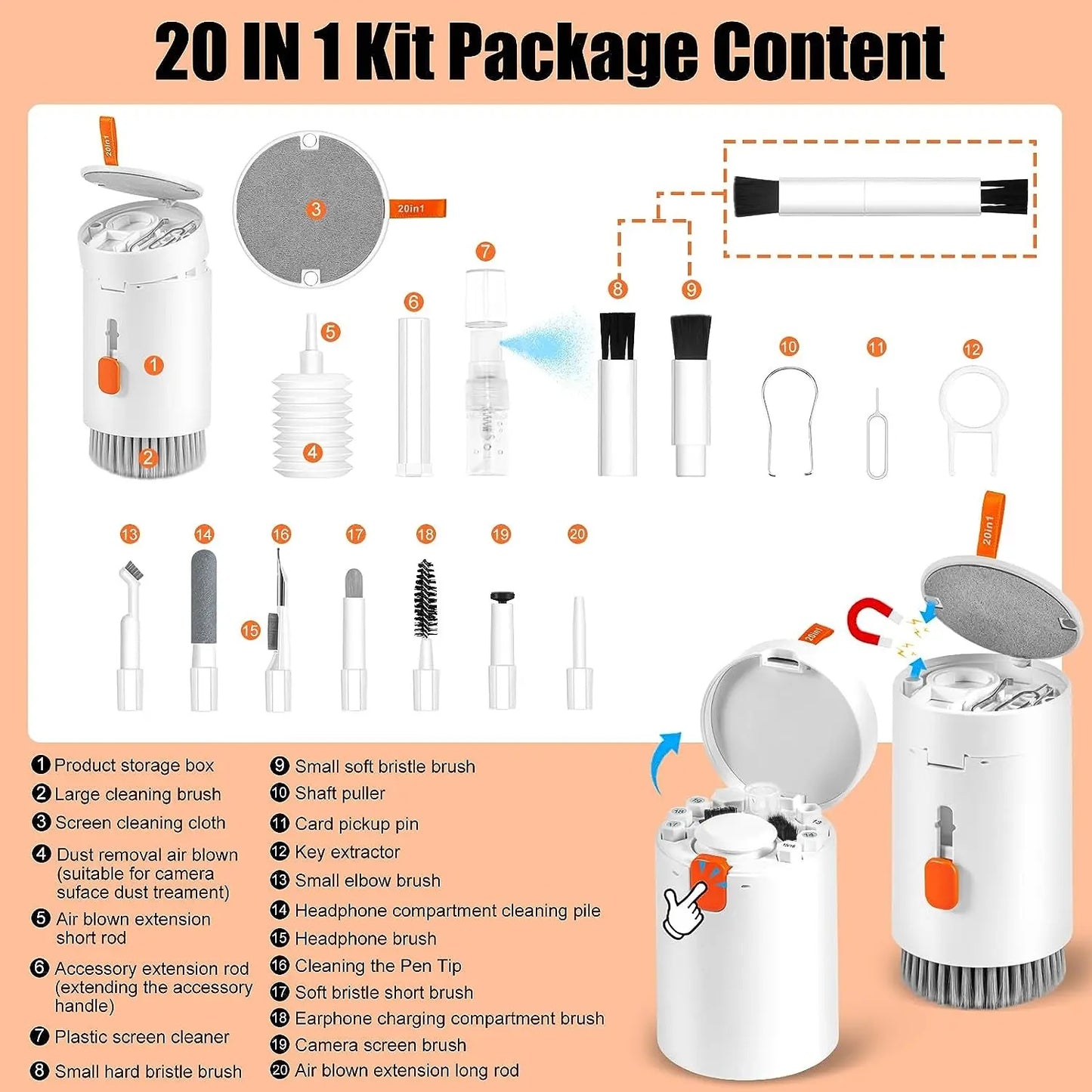 20-in-1 Laptop & Electronic Device Cleaning Kit – Multifunctional Screen & Keyboard Cleaner