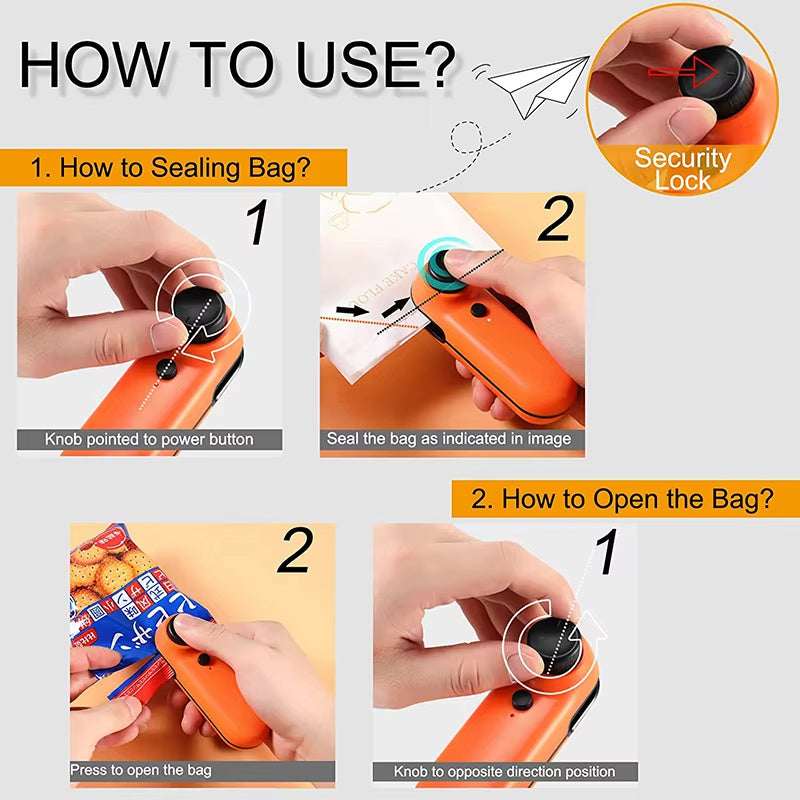 Rechargeable 2-in-1 Mini Heat Sealer & Bag Cutter – USB Portable Food Storage Tool