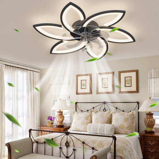 30.7" Modern Acrylic Ceiling Fan with Lights & Remote – 3 Colors, 6 Speeds