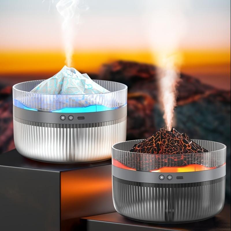 2-Color LED Volcano Flame Humidifier & Aromatherapy Diffuser – 2L Large Capacity, Quiet Operation