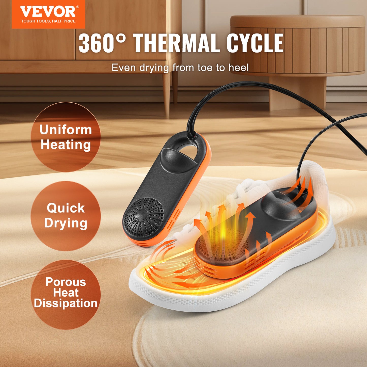 VEVOR Portable Boot & Shoe Dryer – Auto Temperature, Fireproof, Fast Drying for Shoes, Gloves & Socks