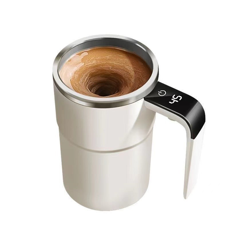 Automatic Self-Stirring Coffee Cup – Stainless Steel, LED Temperature Display, with Lid