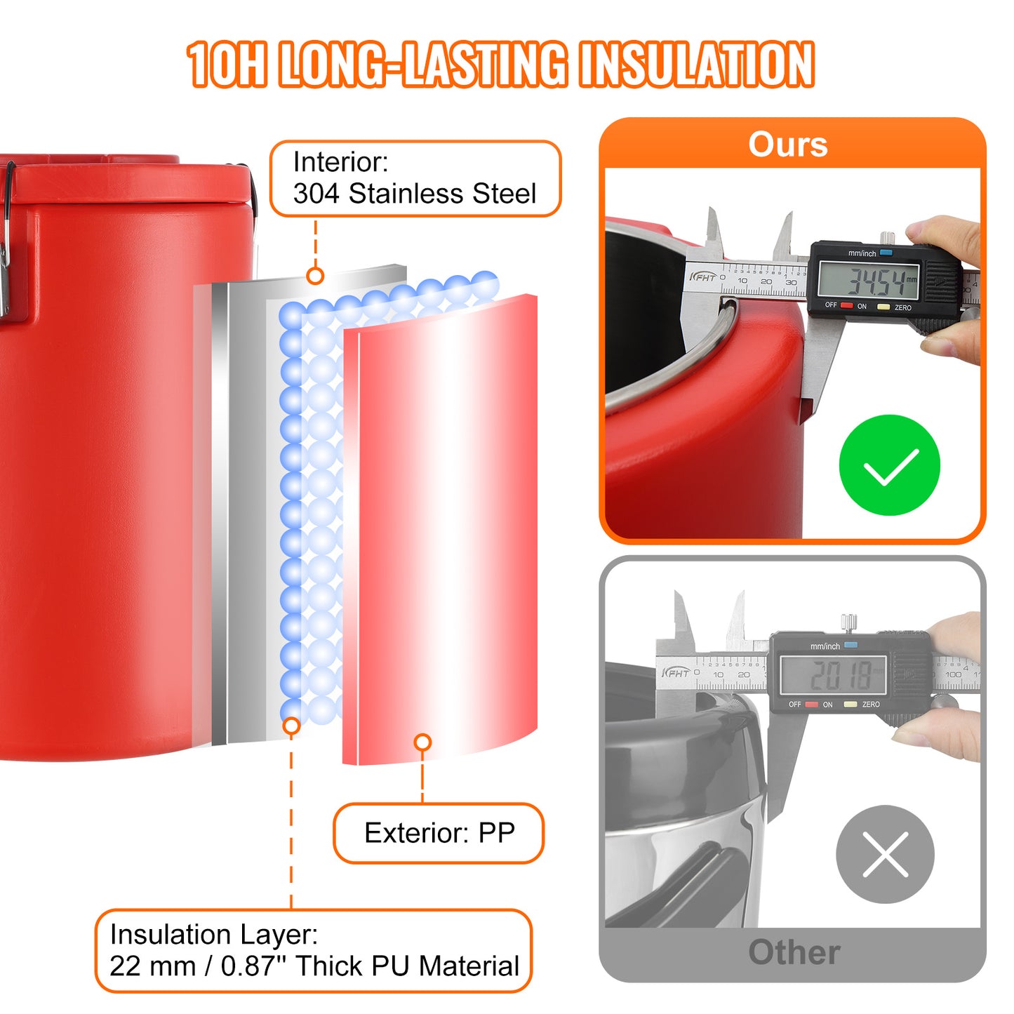 VEVOR Stainless Steel Insulated Beverage Dispenser – 4.5 Gallon (17.2L)