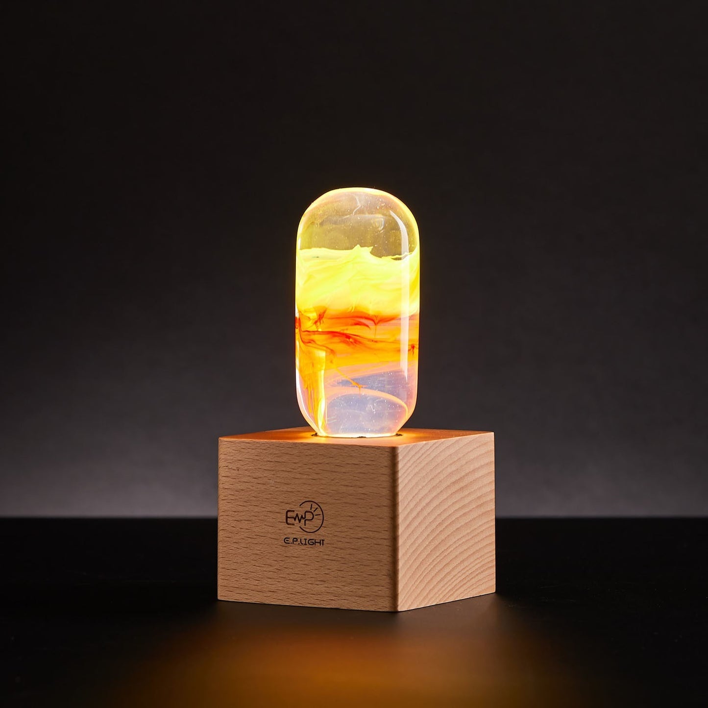 EP Light Flame LED Bulb Table Lamp – Handcrafted Wooden Base Ambient Light