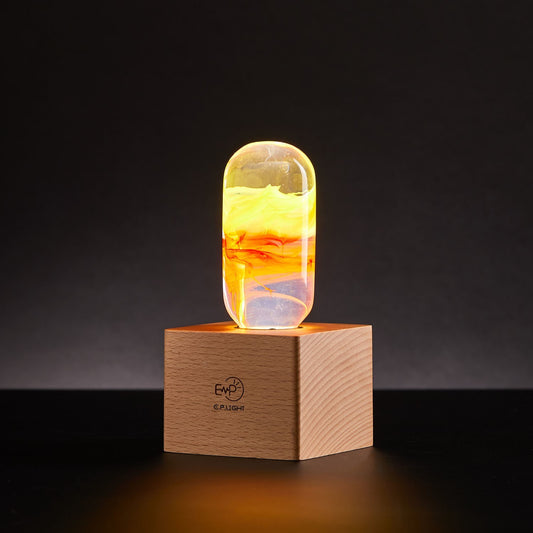 EP Light Flame LED Bulb Table Lamp – Handcrafted Wooden Base Ambient Light