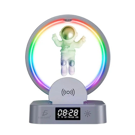 Bluetooth Speaker Alarm Clock with RGB Light, Stand & 15W Wireless Charger