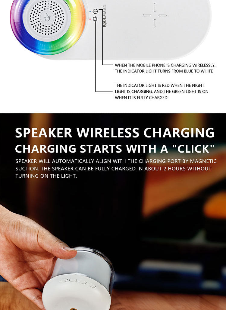 Koolmaax™ 3-in-1 Night Light Charger – Fast Wireless Charging + Bedside Lamp