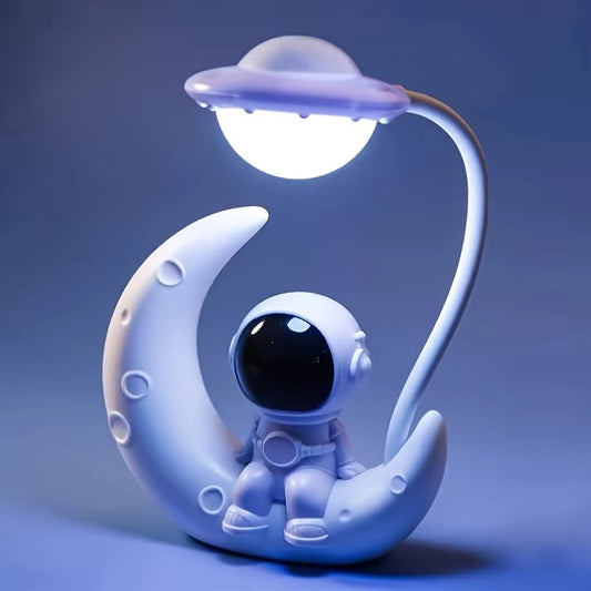 Creative Moon Astronaut LED Nightlight – Modern Desk Lamp for Bedroom & Gift Decor
