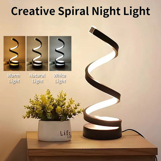 USB Spiral LED Night Light – 3 Colors Dimmable