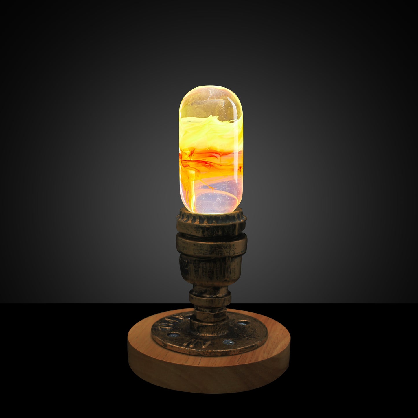 EP Light Flame LED Bulb Table Lamp – Handcrafted Wooden Base Ambient Light