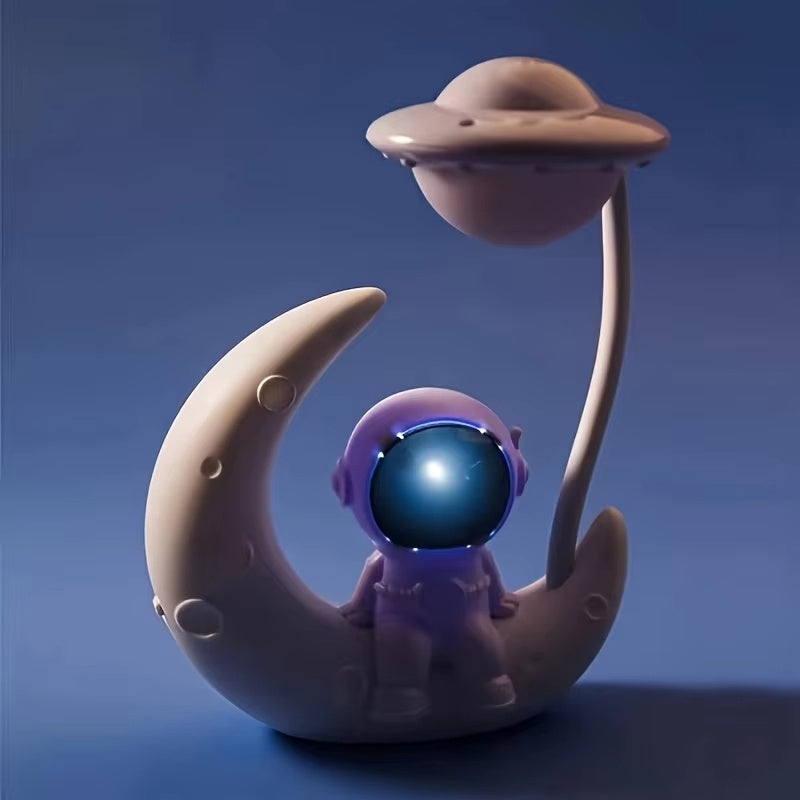 Creative Moon Astronaut LED Nightlight – Modern Desk Lamp for Bedroom & Gift Decor
