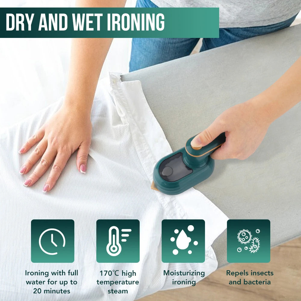 Mini Rotating Handheld Steam Iron – Wet & Dry Portable Garment Steamer (180°)